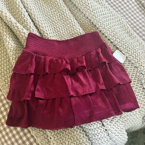 Altar'd State Berry Ruffle Mini Skirt